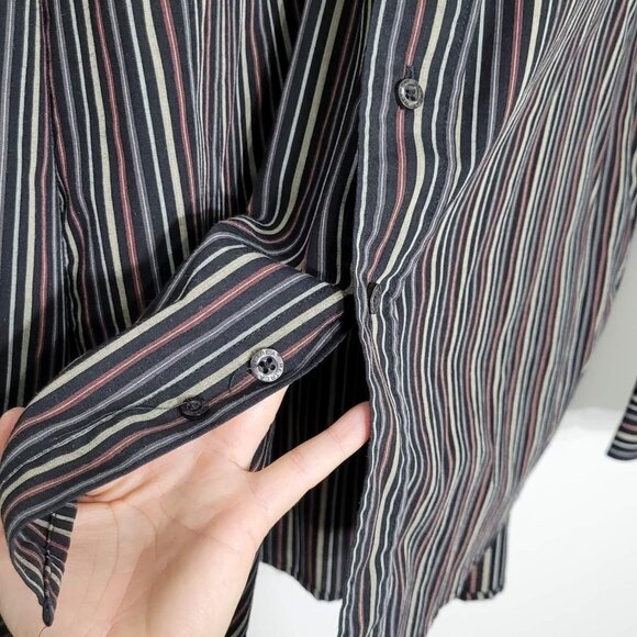 Retreat Men's Striped Poly-Cotton Blend Long Sleeve Button Down Shirt Size 40 - Picture 3 of 7